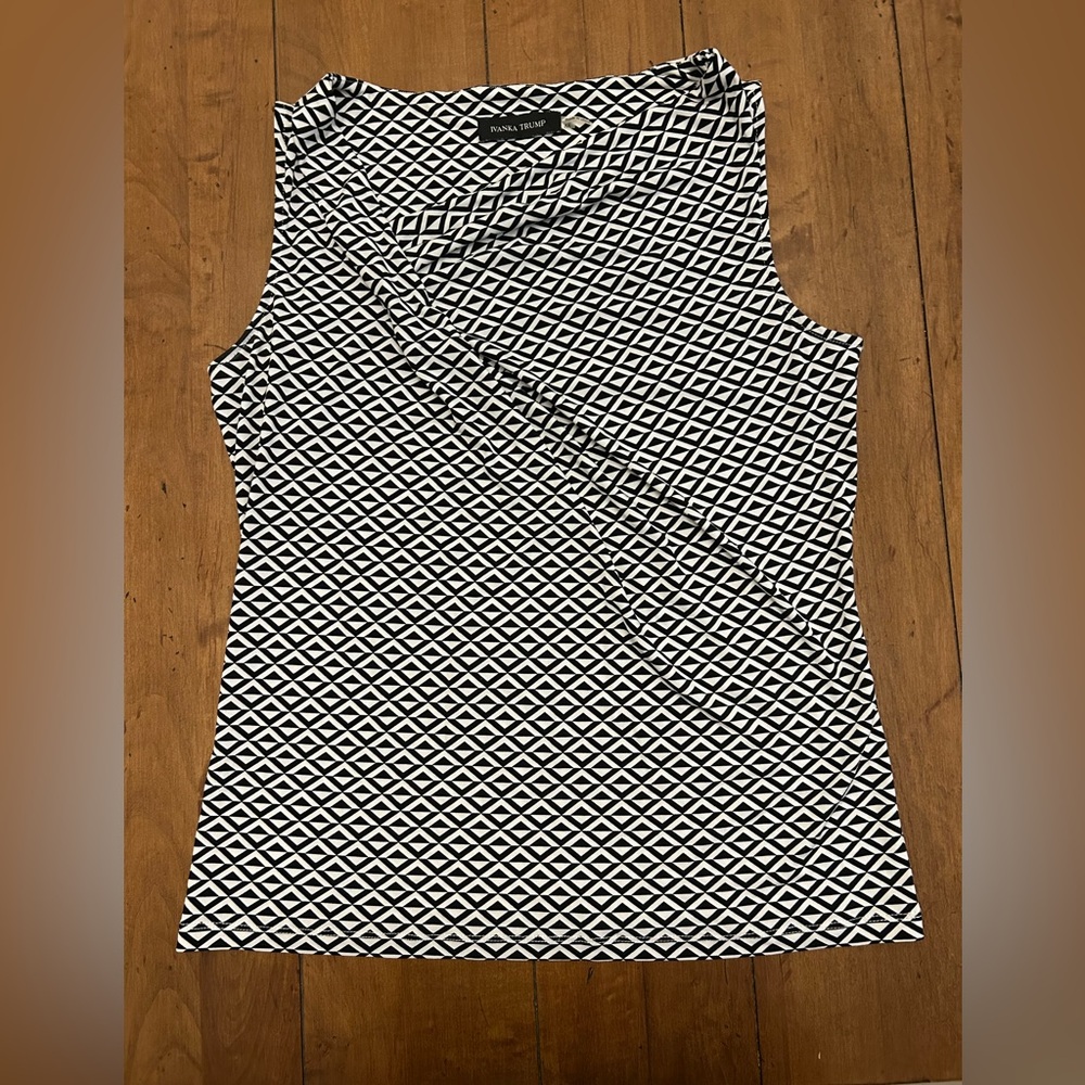 Ivanka Trump Black and White Geometric Tank Top